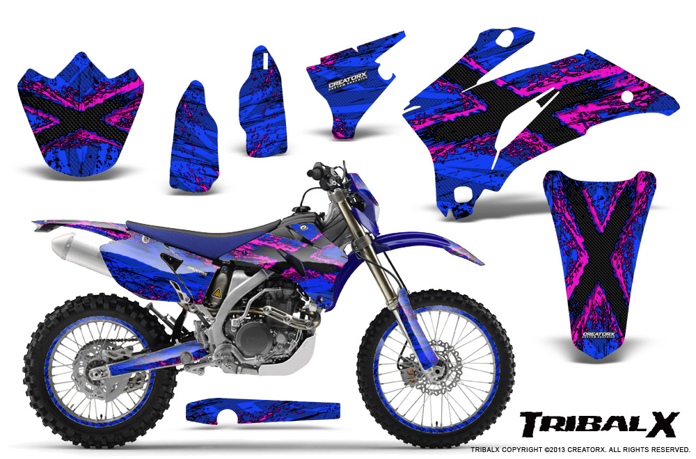 Yamaha WR 250-450 07-10 Graphics Kit TribalX Pink Blue NP Rims